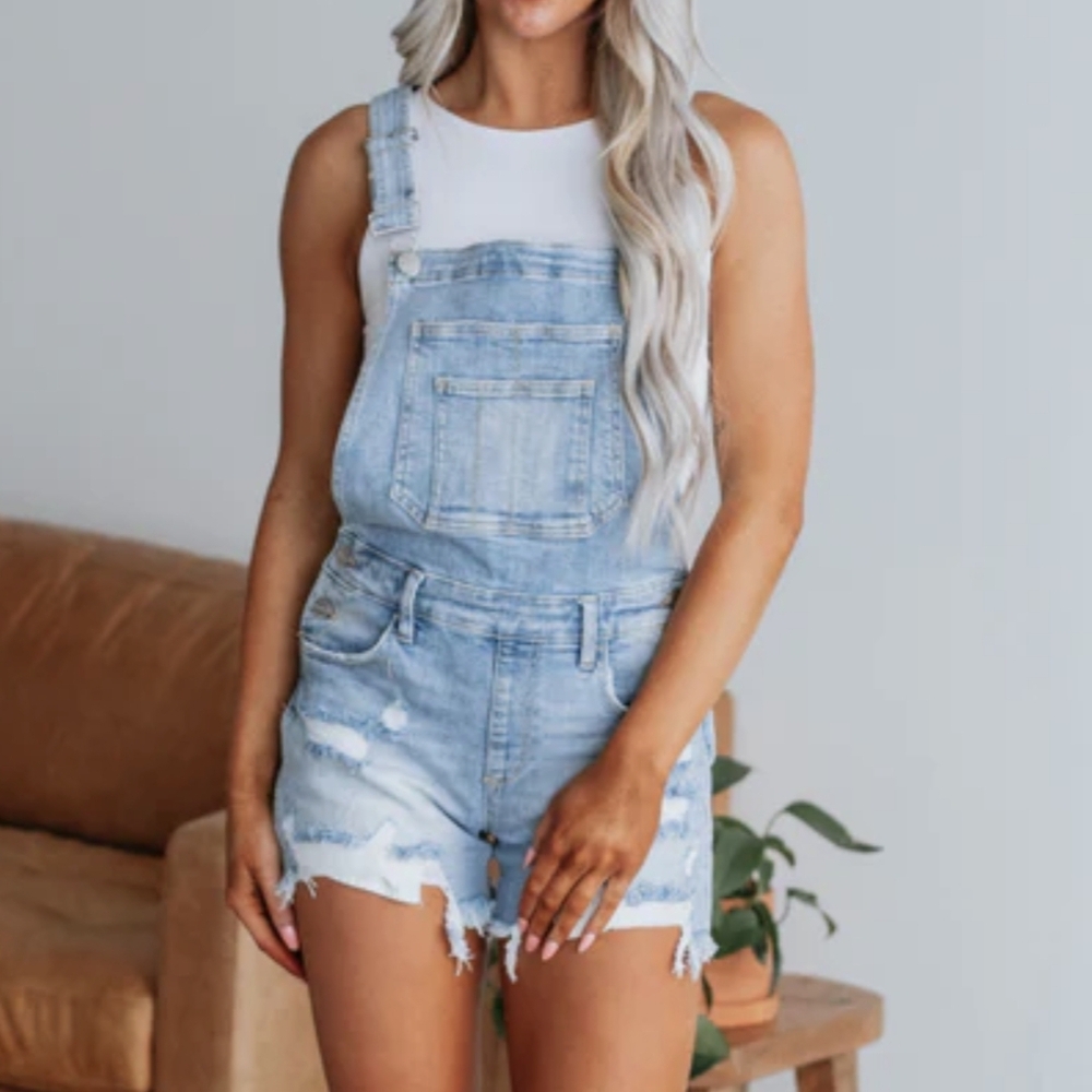 Risen Jeans Distressed Overalls